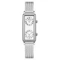 Orologio al quarzo argento vintage a doppio quadrante con cinturino in maglia metallica - Cassa Argentata Quadrante Bianco Cinturino Maglia Milanese