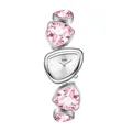 Silver fashion watch for women with irregular pink crystals and triangular dial by GEDI - White Dial Pink Rhinestones (72007) / Silver