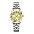 Montre élégante pour femme en acier bicolore avec cadran doré et index en strass - Boîtier Bicolore Index Or Cadran Doré Bracelet Bicolore