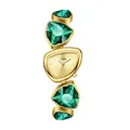 Elegant gold-tone women's watch with champagne triangle dial and green crystal bracelet - Gold Dial Green Rhinestones (72007)