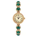 GEDI luxury quartz watch with rose gold chain and green turquoise gemstone accents - IP Gold Case Light Gold Dial Green Turquoise Strap