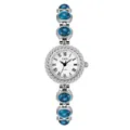 Montre à quartz rétro pour femme avec cadran blanc et bracelet en pierre turquoise bleue - Boîtier Argent Turquoise Bleue