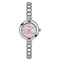 Montre bracelet élégante en alliage argenté avec cadran en nacre rose et détails cristal - Boîtier Argent Cadran Rose Bracelet Argent