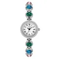 Montre à quartz de luxe GEDI avec bracelet en pierres colorées et cadran romain - Boîtier Argent Turquoise Colorée