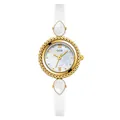 GEDI luxury gold women's watch with white mother-of-pearl dial and white leather strap - Gold Case White Dial White Strap