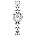 Silver octagonal women's quartz watch with elegant hollow chain bracelet band - One Size / Silver Case White Dial Silver Band