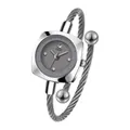 Elegante silberne geflochtene Seilarmbanduhr mit dunkelgrauem Zifferblatt und Schwanenlogo - Silbernes Gehäuse Graues Zifferblatt