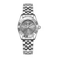 Montre femme GEDI argentée avec cadran gris à rayons de soleil et index diamants - Boîtier Argent Index Argent Cadran Gris Bracelet Argent