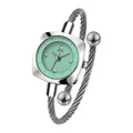 Silberne gewebte Armreif-Uhr mit mintgrünem Zifferblatt und Schwan-Quarzwerk - Silber Gehäuse Grün Zifferblatt