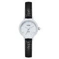 Montre à quartz minimaliste pour femme avec bracelet noir et cadran blanc épuré - Noir