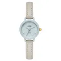 Montre GEDI à bracelet fin en cuir avec cadran bleu clair et mouvement à quartz épuré - Abricot