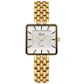 Reloj de cuarzo cuadrado dorado para mujer con esfera crema minimalista y correa de eslabones - Caja Dorada Esfera Blanca Pequeño