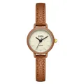 GEDI minimalist women's watch with brown faux leather strap and cream quartz dial - Coffee