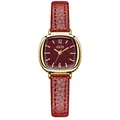 Reloj GEDI elegante para mujer con correa de cuero rojo y caja dorada de cojín - Rojo Ancorra