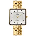 Reloj de cuarzo cuadrado Gedi en oro con esfera blanca y brazalete de eslabones - Caja Dorada Esfera Blanca Grande