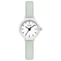 Petite montre femme élégante avec bracelet en cuir vert clair et cadran blanc minimaliste - Boîtier Gris Cadran Beige Bracelet Vert Clair