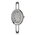 GEDI minimalistische silberne ovale Armreifenuhr mit römischen Ziffern und Strass - Silbernes Gehäuse Graues Zifferblatt Silberarmband