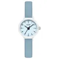 Montre à quartz chic pour femme avec bracelet en cuir bleu clair et boîtier blanc pur - Boîtier Blanc Cadran Bleu Clair Bracelet Bleu Gris