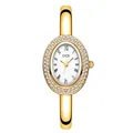 Orologio a bracciale dorato da donna con lunetta in cristallo e numeri romani - Cassa Oro Quadrante Bianco Cinturino Oro