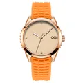 Reloj deportivo GEDI con correa de silicona naranja y caja de metal oro rosa - Caja Oro Rosa Correa Naranja