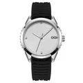 Reloj deportivo GEDI minimalista con caja plateada, esfera blanca y correa de silicona - Caja Plateada Esfera Blanca Correa Negra