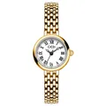 Elegant gold stainless steel women's quartz watch with white Roman numeral dial - Gold Case White Dial Gold Band