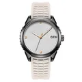 GEDI quartz sports watch with black metal case and cream white silicone strap - Black Case White Dial White Strap