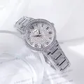 Luxurious silver women's watch with full diamond setting and Roman numerals - Silver