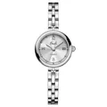 Elegante reloj de cuarzo plateado para mujer con brazalete fino y esfera romana - Esfera Blanca