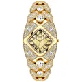 Montre GEDI luxe pour femme en or avec pavage de diamants et cadran en forme de losange - Boîtier Or Cadran Or Clair