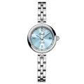 Reloj de cuarzo Gedi para mujer con correa de acero plateada y esfera azul claro con rayos de sol - Esfera Azul Claro