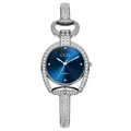Silver GEDI watch with starry blue dial and luxury sparkling rhinestone bracelet - Silver Case Blue Dial Silver Band