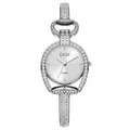 Silver GEDI quartz watch for women featuring starry crystal-set bezel and jewelry bracelet - Silver Case White Dial Silver Band