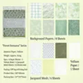 Forest Gauze decorative set with 15 vintage green mesh and paper journaling materials - Forest Gauze