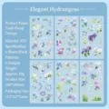 Blue and purple hydrangea floral PET stickers set of 6 sheets for DIY journals - Elegant Hydrangea