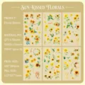 Floral PET sunflower sticker set with six sheets for DIY journaling and decoration - Radiant Sunflower