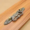 Antique bronze drawer handle with embossed floral patterns for vintage European cabinets - 96mm / Antique Bronze