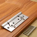 Macro detail of brushed SUS-304 stainless steel door hinge with matching screws - 4 Inch 2.5mm Thickness (Style A)