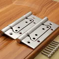 Detailed macro view of SUS-304 stainless steel hinges with matching mounting screws - 4 Inch 2.5mm Thickness (Style B)