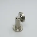 Magnetic zinc alloy door stopper with cylindrical base in brushed stainless steel finish - Brushed Silver