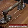Close-up of antique bronze door handle model 9811 with 235mm hole distance - Total Length 368mm / European Relief - 9811 / Antique Bronze