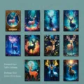 Bastelpapier-Set Waldhirsch-Thema mit 10 Fantasy-Elch-Designs für DIY-Journaling - 30 Stück/Packung / Hirsch im Wald