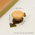 Detailed size specifications for a floral ceramic cabinet knob with bronze metal base - Bronze Yellow
