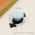 Detailed size specifications for a blue floral ceramic cabinet handle with dimensions - Matte Black Base Light Blue