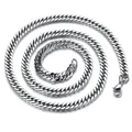 Polished silver stainless steel curb link necklace for men and women with lobster clasp - 4mm / Lobster Clasp / 17cm / Silver