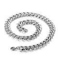 Polished silver stainless steel Cuban link necklace with lobster clasp in spiral display - Length 18cm / 4mm Width