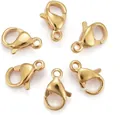 Detalle de seis cierres de langosta dorados de acero inoxidable para crear joyería DIY - Estilo Dorado (12#12mm)