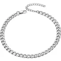Bracelet gourmette en acier inoxydable poli avec fermoir mousqueton réglable pour hommes - Large Maille Gourmette (Ajustable)