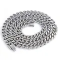 Classic thick silver stainless steel flat snake bone curb chain necklace for men - Medium Long Necklace / Slim Style