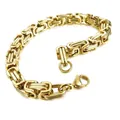 Gold Byzantine necklace for men with square links and heavy lobster clasp detail - Necklace / Gold